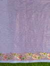 Banarasee Handloom Soft Tissue Shine Saree With Resham Floral Border-Lavender