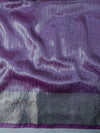 Banarasee Handloom Plain Tissue Saree With Zari Border & Lace-Light Purple