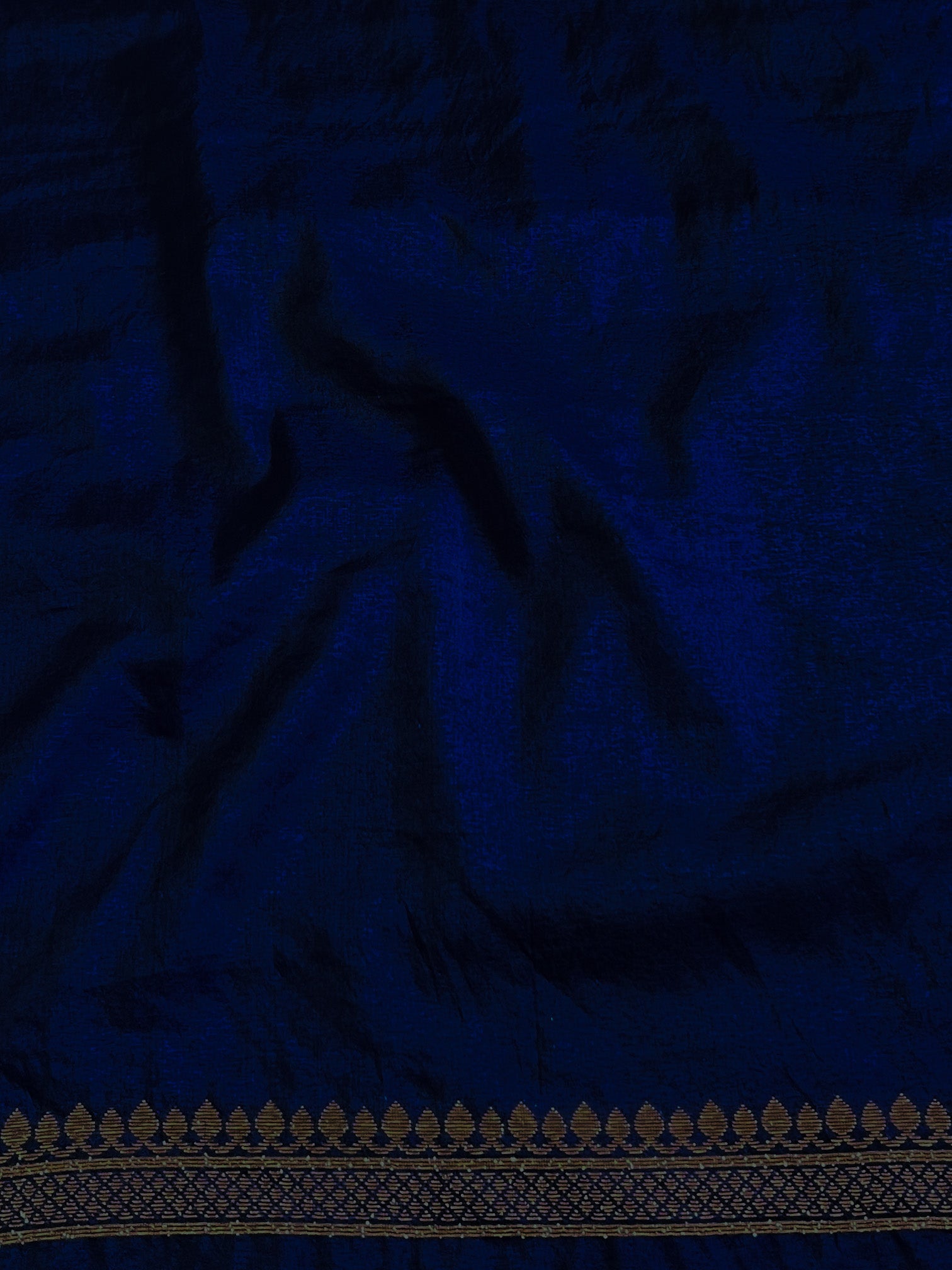 Banarasee Semi-Chiffon Saree With Antique Gold Zari Work-Blue
