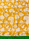 Bhagalpur Cotton Silk Ghichha Work Saree With Madhubani Print-Mustard Yellow