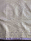 Banarasee Handloom Tissue Saree With Zari Buti Design Floral Border & Lace-Pastel Purple