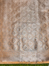 Banarasee Handloom Tissue Saree With Buta Design & Contrast Lace Border-Gold
