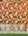 Banarasee Handwoven Tissue Saree With Embroidered Ghungroo Work-Rust (Dual Tone)