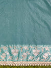 Banarasee Handloom Semi Silk Saree With Buti Design Zari Border & Lace-Light Blue