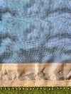 Banarasee Handwoven Tissue Saree With Embroidered Ghungroo Work-Blue