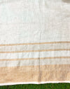 Banarasee Handloom Pure Linen Saree With Gold Zari Border-White