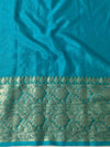 Banarasee Handwoven Semi Silk Plain Saree With Zari Border-Blue