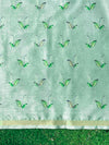 Banarasee Handloom Cotton Silk Saree With Digital Floral Prints & Border-Light Green