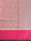 Banarasee Handloom Dupion Silk Saree With Zari Buti Design & Contrast Border-Yellow & Pink
