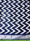 Bhagalpur Handloom Pure Linen Cotton Zig-Zag Pattern Saree-Blue