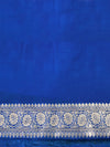 Banarasee Handloom Semi Silk Saree With Buta Design Zari Border & Lace-Blue