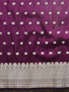 Banarasee Handloom Tissue (Saubhagyavati Bhava) Lace Saree With Buti Design Border & Lace-Purple