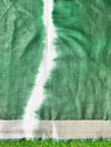 Banarasee Handloom Cotton Silk Hand Dyed Shibori Pattern Saree-Green