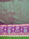 Banarasee Handwoven Tissue Saree With Buti Design Contrast Meena Border & Lace-Green & Violet