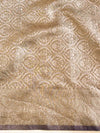 Banarasee Handwoven Tissue Saree With Meena Border Design-Brown