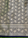 Banarasee Handloom Plain Semi Silk Saree With Zari Woven Border-Navy Blue