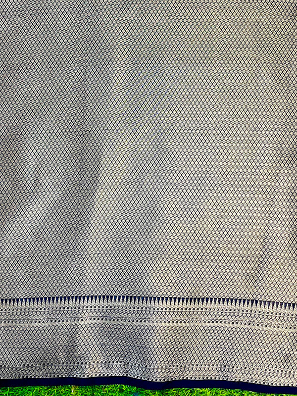 Banarasee Handwoven Georgette Saree With Zari Buta Design & Border-Deep Blue