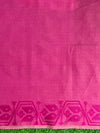 Banarasee Handwoven Semi-Tussar Saree With Hand Block Print Design-Beige