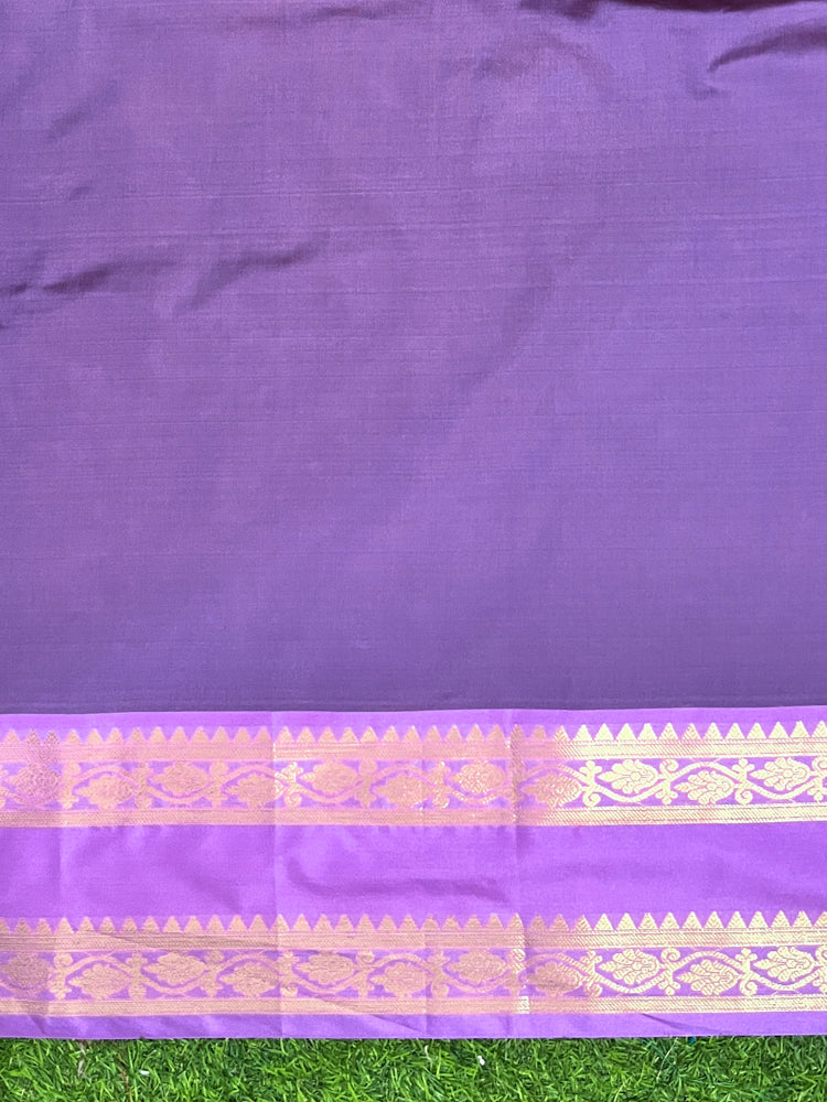 Banarasee Handloom Plain Semi Silk Saree With Contrast Border-Violet