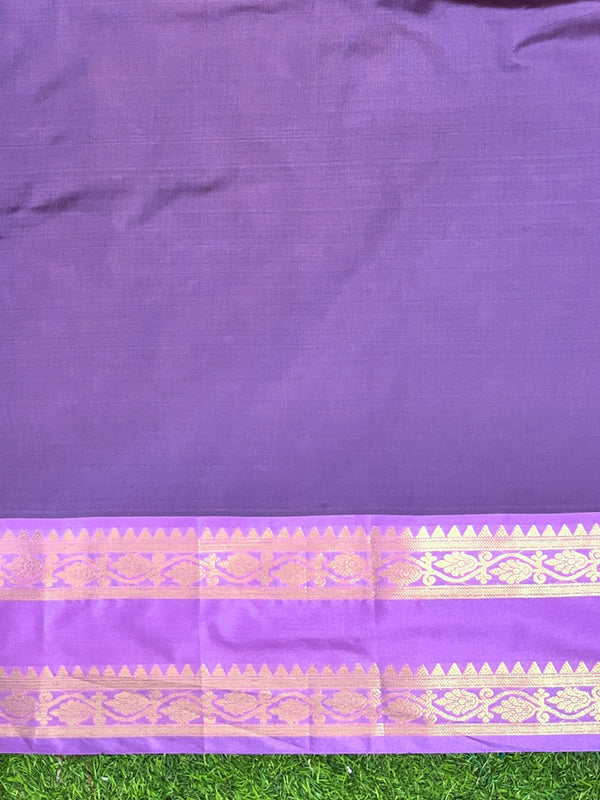 Banarasee Handloom Plain Semi Silk Saree With Contrast Border-Violet