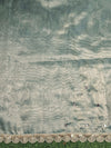 Banarasee Handwoven Tissue Saree With Handwoven Pearl Motifs & Lace-Pastel Green