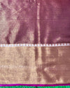 Bhagalpur Handloom Linen Tissue Batik Pattern Saree-Mauve (Gold Tone)