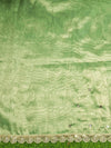 Banarasee Handwoven Tissue Saree With Handwoven Pearl Motifs & Lace-Light Green