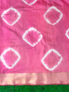 Banarasee Handloom Cotton Silk Hand Dyed Shibori Pattern Saree-Pink