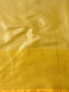 Banarasee Handwoven Broad Contrast Border Tissue Saree-White & Yellow