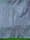 Banarasee Handwoven Tissue Saree With Handwoven Pearl Motifs-Grey