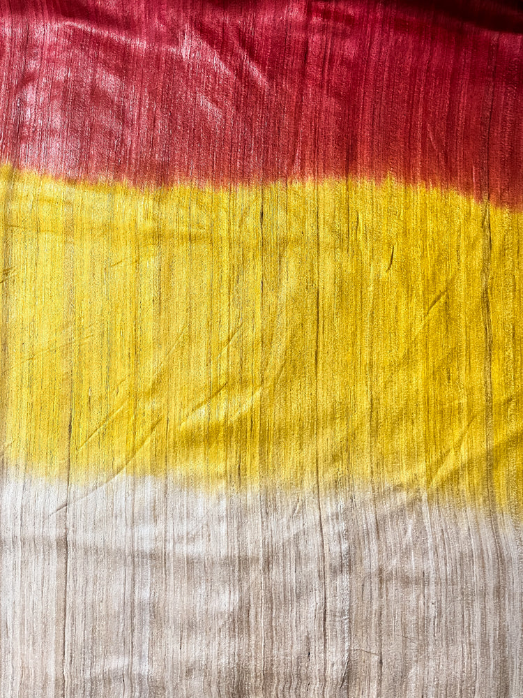 Bhagalpuri Handloom Pure Tussar Silk Saree-Multicolor