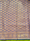 Banarasee Handloom Cotton Silk Plain Saree With Antique Zari Border-Blue
