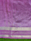 Banarasee Handloom Plain Tissue Saree With Striped Zari Border-Purple