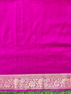 Banarasee Semi Chiffon Saree With Zari Buti Design & Contrast Border-Neon Yellow & Magenta