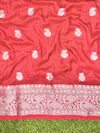 Banarasee Semi Chiffon Saree With Buta Work Silver Zari Border & Lace-Black