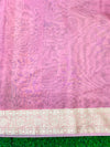 Banarasee Handloom Cotton Silk Saree With Resham Woven Buti & Border-Light pink