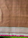 Banarasee Jamewar Tanchoi Soft Silk Saree with Contrast Border-Brown