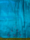 Banarasee Handwoven Tissue Saree With Handwoven Pearl Motifs-Blue