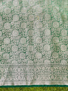 Banarasee Handwoven Georgette Saree With Zari Jaal Work & Border-Green (Dual Shade)
