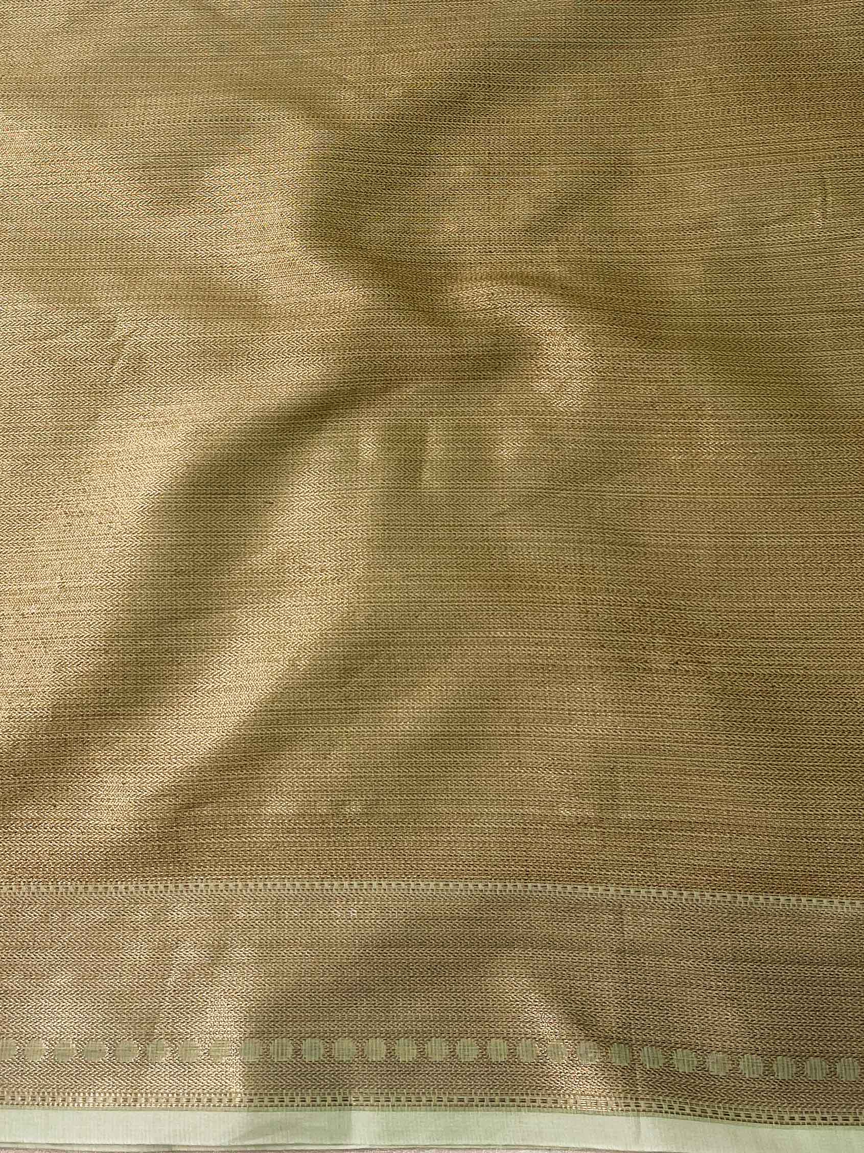 Banarasee Handwoven Pure Silk Cotton Saree With Antique Zari Buti & Border-Green