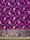 Banarasee Handloom Semi Silk Plain Saree With Zari Border & Lace-Violet