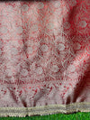 Banarasee Tissue Hand Embroidered Mirror Work Saree-Deep Red