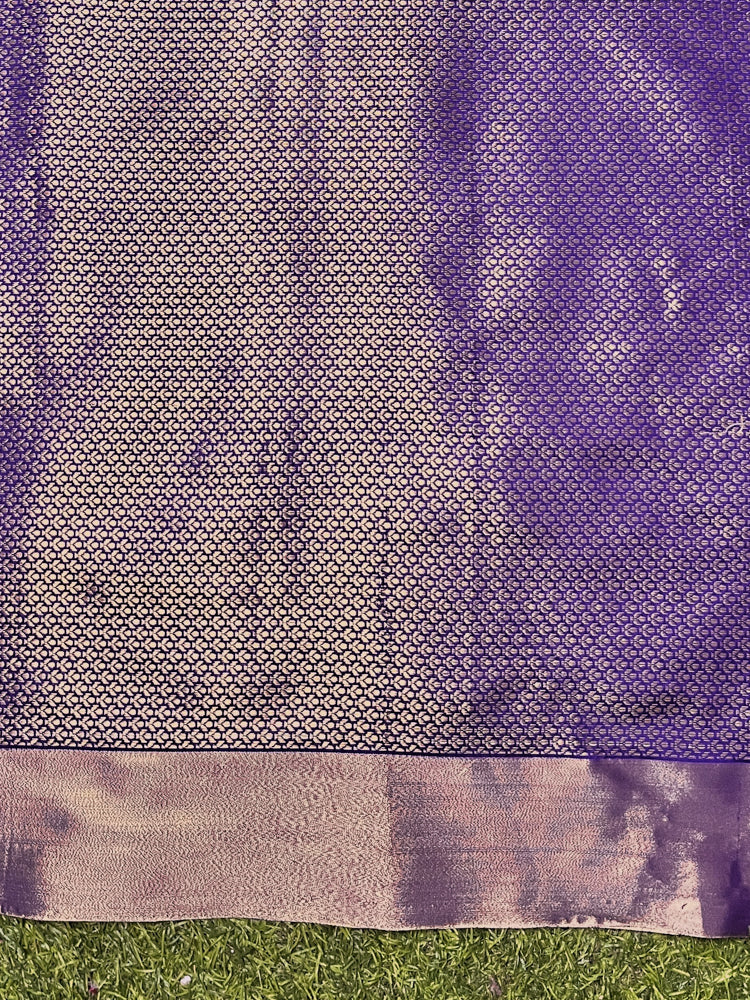 Banarasee Handloom Semi Silk Saree With Buta Work-Violet