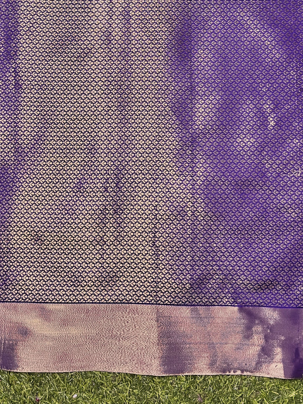 Banarasee Handloom Semi Silk Saree With Buta Work-Violet