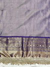 Banarasee Tissue Hand Embroidered Mirror Work Saree With Digital Prints & Lace-Cream & Violet