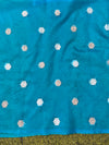 Banarasee Handloom Organza Saree With Resham Zari Work & Scallop Border-Sky Blue