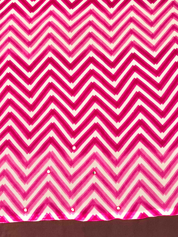 Banarasee Printed Handwork Chiffon Saree-Pink