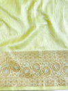 Banarasee Handwoven Broad Zari Border Tissue Saree-Green