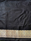 Banarasee Handwoven Katan Saree With Meenadar Floral Design & Border-Black