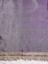 Banarasee Handloom Semi Silk Saree With Zari Buti Design Border & Lace-Violet